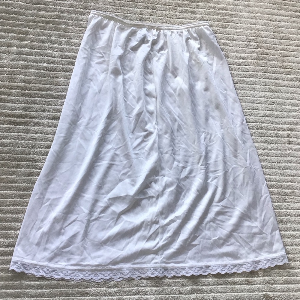 Vintage White Lace Trim Slip Skirt